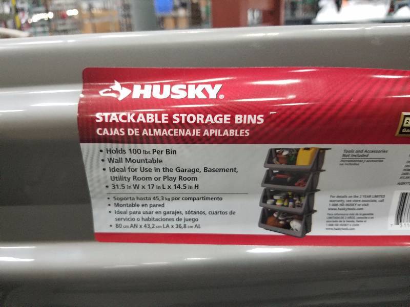 Husky Stackable Storage Bins - Quantity 3