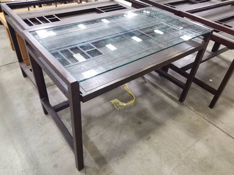 lot 1740 image: Glass Top Roll out desk  display