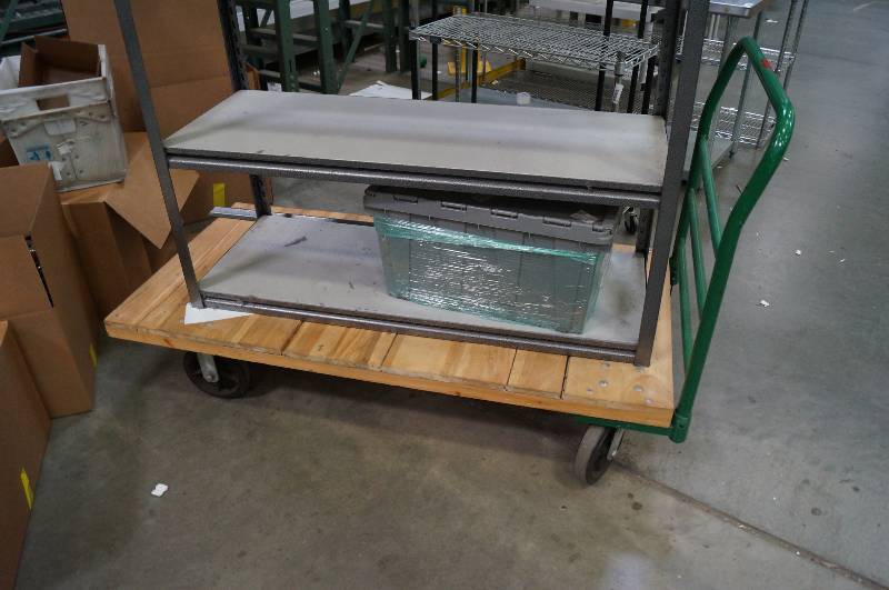 lot 1221 image: Wooden flatbed industrial cart