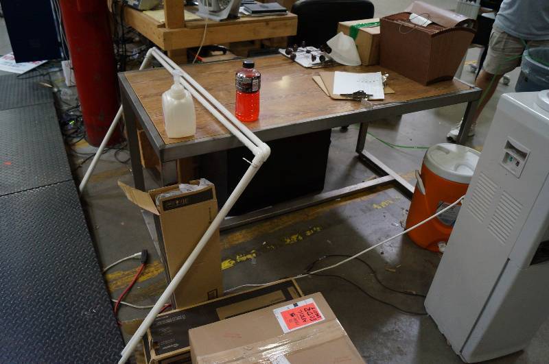 lot 1243 image: Iron Table with wood top