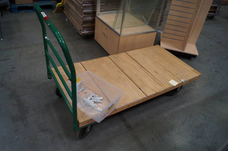 lot 1306 image: Wooden flatbed industrial cart