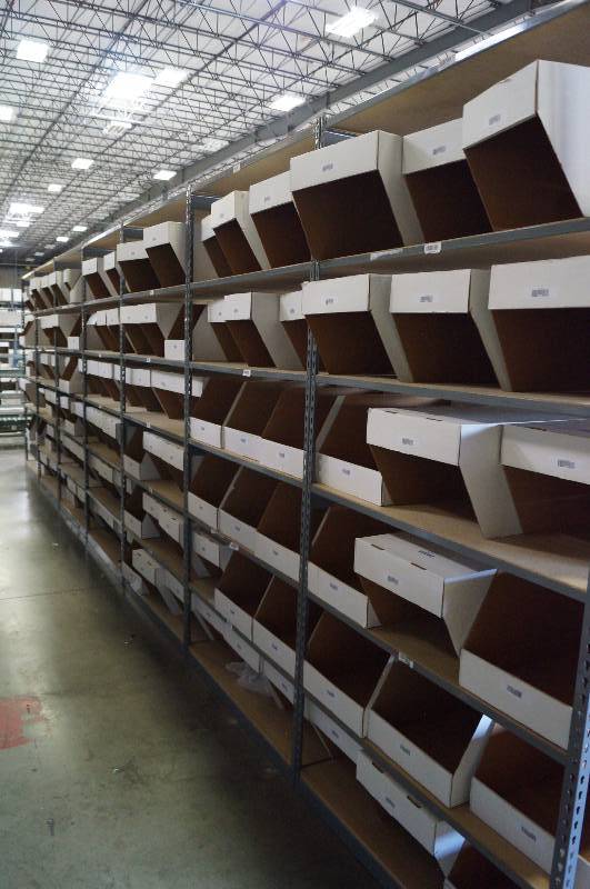 lot 2019 image: 7 Sections of Multi Conntected Steel Framed wood shelves