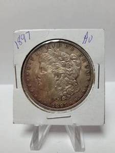 lot 7 image: 1897 MORGAN SILVER DOLLAR 90% SILVER