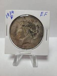 lot 16 image: 1934-D PEACE DOLLAR 90% SILVER