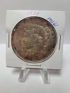 lot 20 image: 1924 PEACE DOLLAR 90% SILVER