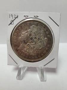 lot 26 image: 1921-D MORGAN SILVER DOLLAR 90% SILVER