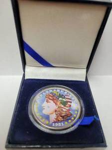 lot 30 image: 1921 MORGAN FULLY COLORIZED ON FRONT AND BACK 90% SILVER