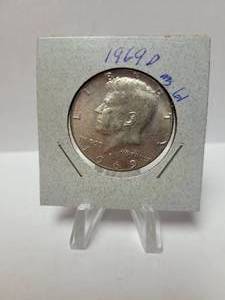 lot 70 image: 1969-D KENNEDY HALF DOLLAR 40% SILVER