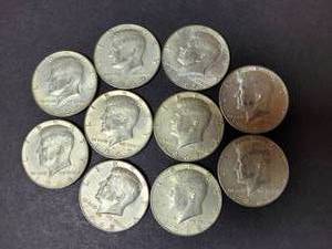 lot 72 image: LOT OF (10) 40% SILVER KENNEDY HALF DOLLARS