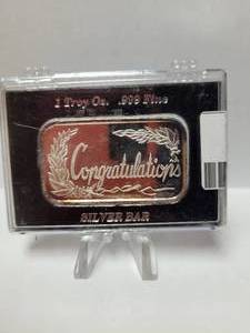 lot 88 image: Congratulations 1oz Silver Bar