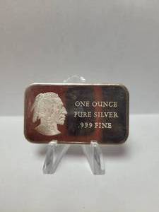 lot 91 image: 1976 Bicentennial Indian Head 1 Oz Silver Art Bar