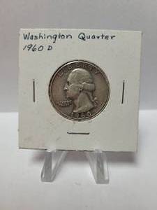 lot 105 image: 1960-D WASHINGTON QUARTER 90% SILVER