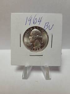 lot 106 image: 1964 WASHINGTON QUARTER 90% SILVER