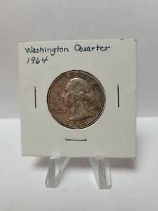 lot 107 image: 1964 WASHINGTON QUARTER 90% SILVER
