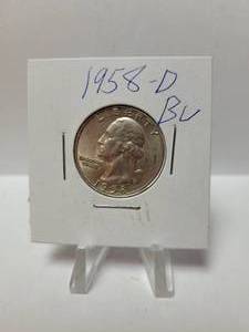 lot 110 image: 1958-D WASHINGTON QUARTER 90% SILVER