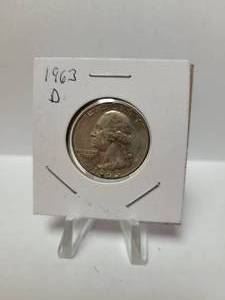 lot 118 image: 1963-D WASHINGTON QUARTER 90% SILVER