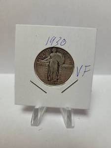 lot 128 image: 1930 STANDING LIBERTY QUARTER 90% SILVER