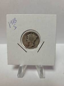 lot 161 image: 1918-S Mercury Dime--90% Silver