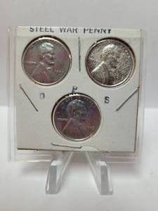 lot 164 image: 1943 P-D-S STEEL WHEAT PENNY SET