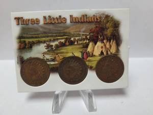 lot 165 image: 3-LITTLE INDIANS INDIAN HEAD PENNY SET