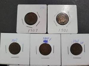 lot 188 image: 5) Indian Head Pennies