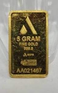 lot 231 image: Acre Gold (5)-Gram 999.9 Fine Gold Bar