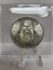 lot 243 image: 1979 Cien Pesos (Mexico 100 Pesos) Coin--72% Silver
