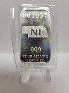 lot 247 image: 15.55 Grams .999 Fine Nebraska Silver Bar
