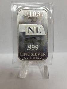 lot 248 image: 15.55 Grams .999 Fine Nebraska Silver Bar