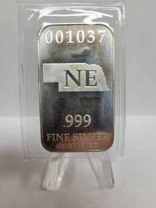 lot 250 image: 15.55 Grams .999 Fine Nebraska Silver Bar