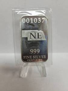 lot 251 image: 15.55 Grams .999 Fine Nebraska Silver Bar