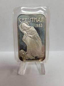 lot 254 image: Madison Mint Christmas 1983 1oz .999 Fine Silver Bar