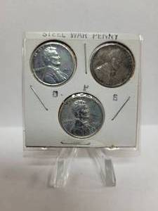 lot 259 image: 1943-P, D & S--Steel Wheat Penny Set