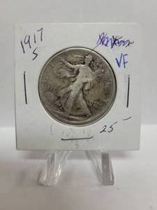 lot 276 image: 1917-S Walking Liberty Half Dollar--90% Silver