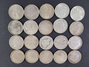 lot 317 image: 20) MIXED DATE, MINT & CONDITION MORGAN AND PEACE DOLLARS--90% SILVER