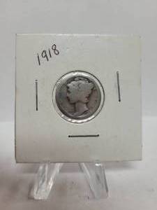 lot 333 image: 1918 MERCURY DIME--90% SILVER