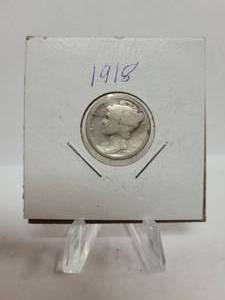 lot 334 image: 1918 MERCURY DIME--90% SILVER
