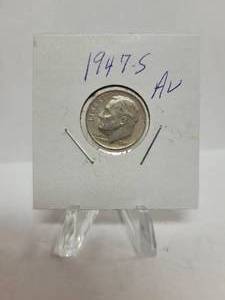 lot 340 image: 1947-S ROOSEVELT DIME--90% SILVER