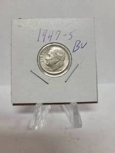 lot 342 image: 1947-S ROOSEVELT DIME--90% SILVER