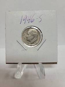 lot 345 image: 1946-S ROOSEVELT DIME--90% SILVER