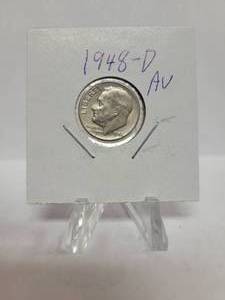 lot 348 image: 1948-D ROOSEVELT DIME--90% SILVER