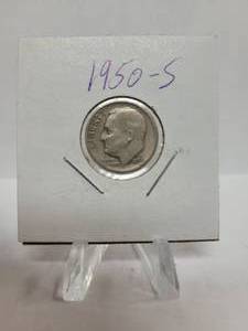 lot 350 image: 1950-S ROOSEVELT DIME--90% SILVER