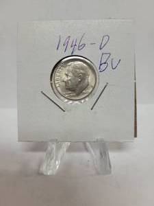 lot 351 image: 1946-D ROOSEVELT DIME--90% SILVER