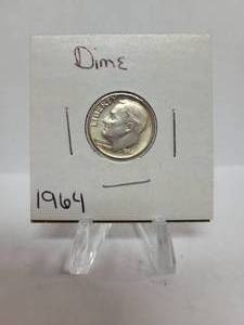 lot 353 image: 1964 ROOSEVELT DIME--90% SILVER