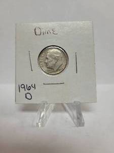 lot 354 image: 1964-D ROOSEVELT DIME--90% SILVER