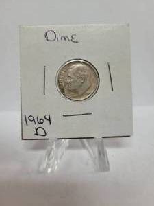 lot 355 image: 1964-D ROOSEVELT DIME--90% SILVER