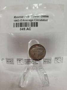 lot 360 image: 1963-D ROOSEVELT DIME--90% SILVER