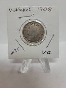 lot 406 image: 1908 LIBERTY HEAD V-NICKEL