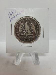 lot 412 image: 1887 REPUBLICA MEXICANOS 50 CENTAVOS--90% SILVER