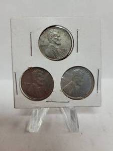 lot 417 image: 1943-P, D & S STEEL WHEAT PENNY SET